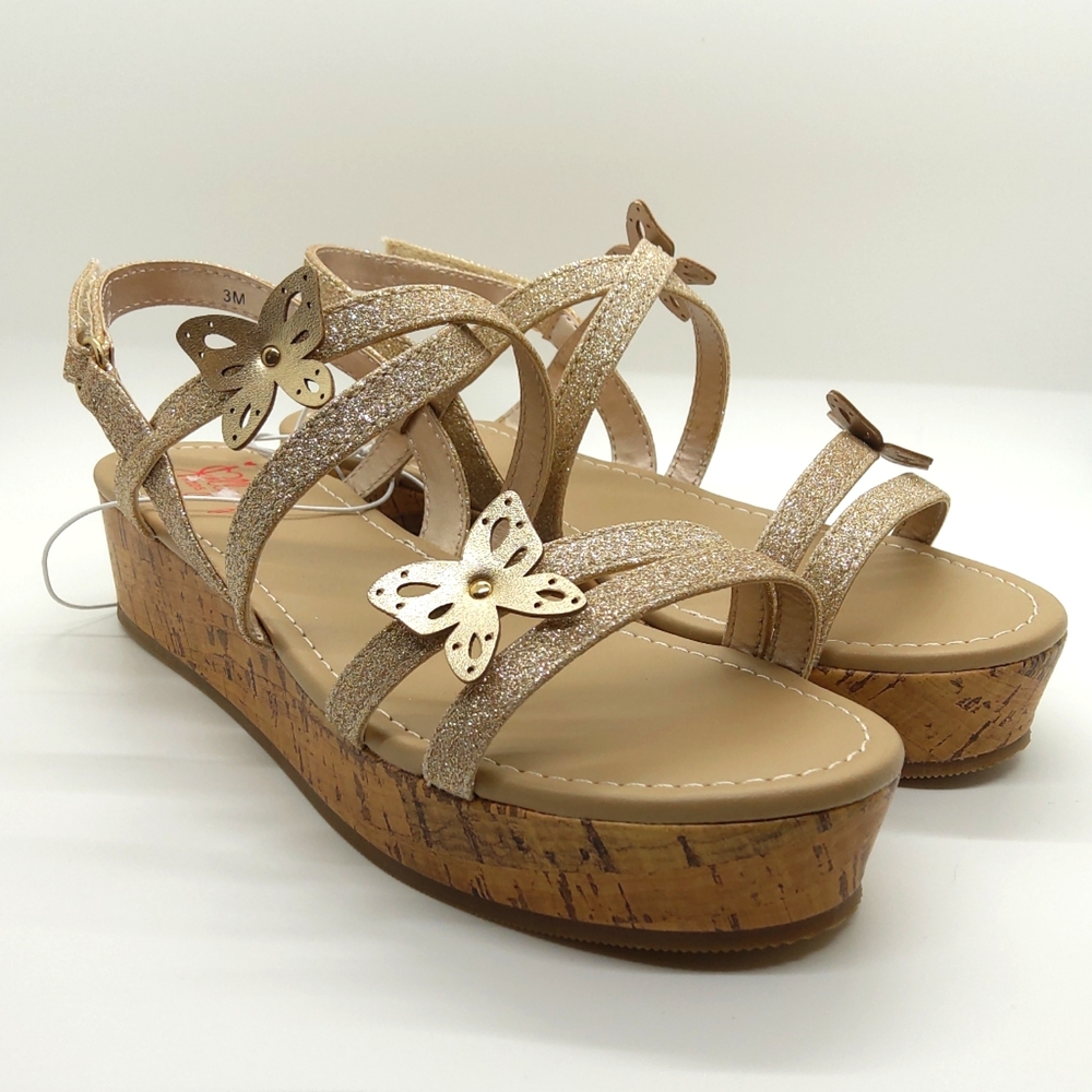 JELLY POP Girl's Butterfly Cork Sandals NEW - 3